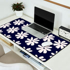 Retro Daisy  Pattern - White and Navy  Desk Mat Gallery Image 2