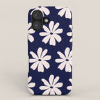 Retro Daisy  Pattern - White and Navy  iPhone Case Gallery Image 1