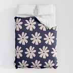 Retro Daisy  Pattern - White and Navy  Comforter Gallery Image 6