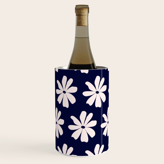 Retro Daisy  Pattern - White and Navy  Wine Chiller Gallery Image 2