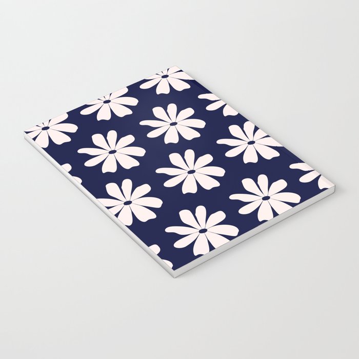 Retro Daisy  Pattern - White and Navy  Notebook Gallery Image 3