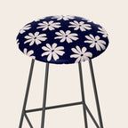 Retro Daisy  Pattern - White and Navy  Stool Gallery Image 2