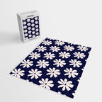 Retro Daisy  Pattern - White and Navy  Jigsaw Puzzle Gallery Image 2