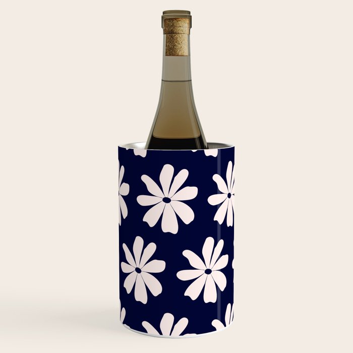 Retro Daisy  Pattern - White and Navy  Wine Chiller Gallery Image 3