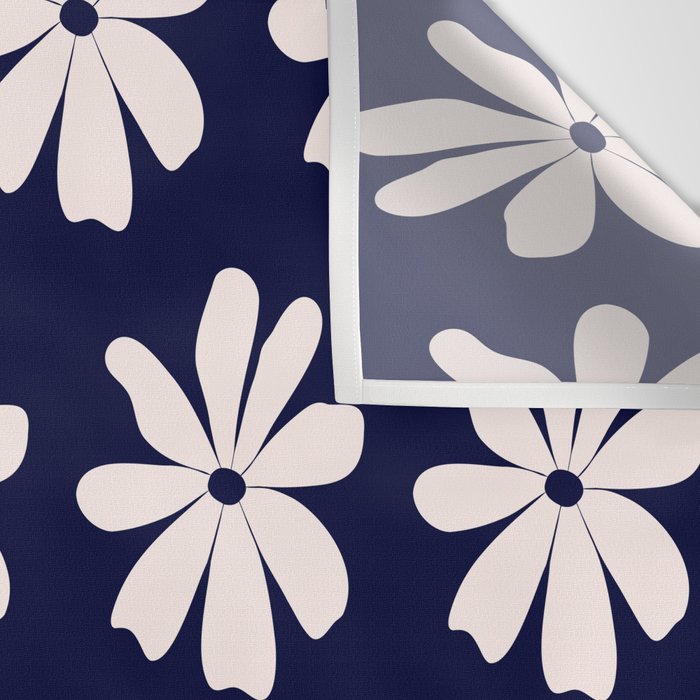 Retro Daisy  Pattern - White and Navy  Wall Tapestry Gallery Image 3