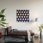 Retro Daisy  Pattern - White and Navy  Wood Wall Art Gallery Image 2