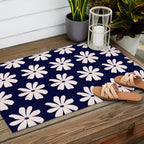 Retro Daisy  Pattern - White and Navy  Outdoor Rug Gallery Image 2