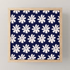 Retro Daisy  Pattern - White and Navy  Mini Art Print Gallery Image 1