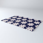 Retro Daisy  Pattern - White and Navy  Rug Gallery Image 3