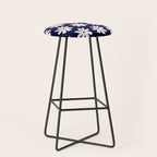 Retro Daisy  Pattern - White and Navy  Stool Gallery Image 1