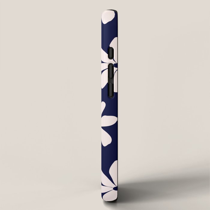 Retro Daisy  Pattern - White and Navy  iPhone Case Gallery Image 2