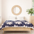 Retro Daisy  Pattern - White and Navy  Duvet Cover Gallery Image 3