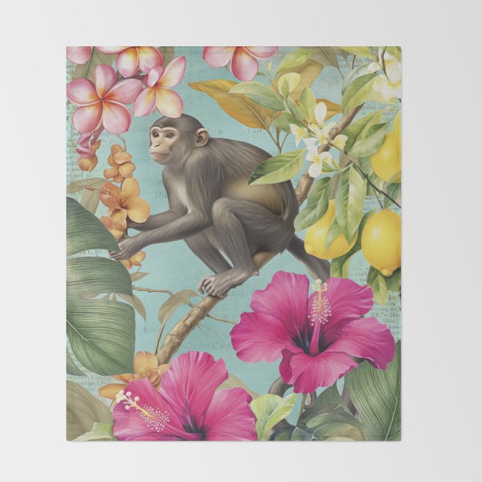 Echoes Of The Tropics Monkeys Paradise Throw Blanket Gallery Image 2