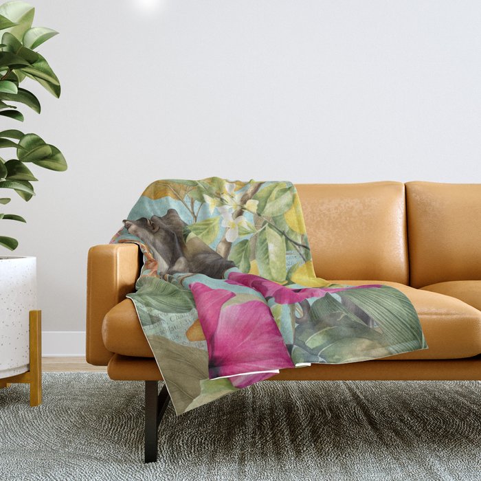 Echoes Of The Tropics Monkeys Paradise Throw Blanket Gallery Image 1