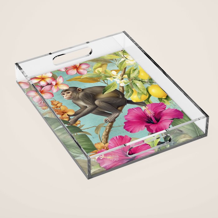 Echoes Of The Tropics Monkeys Paradise Acrylic Tray Gallery Image 1