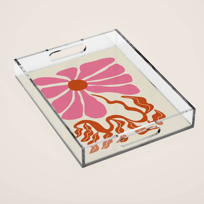 Pink daisy  Acrylic Tray Gallery Image 1