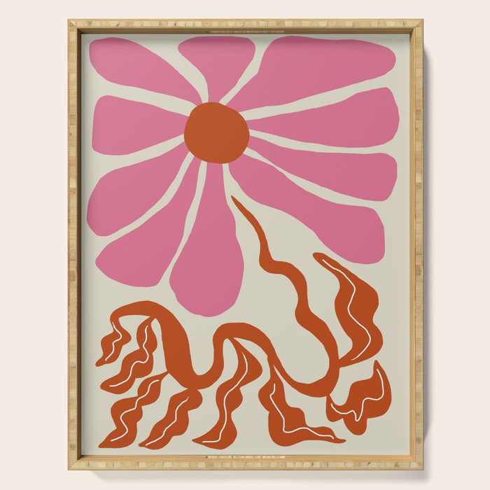 Pink daisy  Serving Tray Gallery Image 1