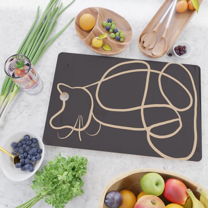 Abstract Line Art Cat Cutting Board Gallery Image 2