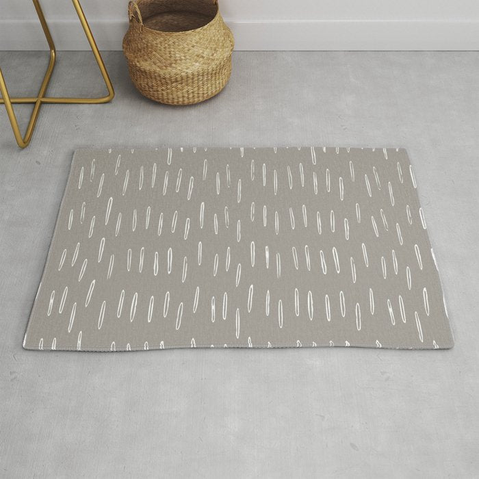 Raindrops, Gray, Minimalism, Abstract Art Rug Gallery Image 1
