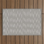 Raindrops, Gray, Minimalism, Abstract Art Outdoor Rug Gallery Image 1