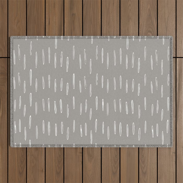 Raindrops, Gray, Minimalism, Abstract Art Outdoor Rug Gallery Image 1