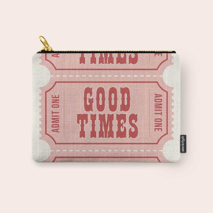 Good Times Retro Ticket, Pink Aesthetic Carry All Pouch Gallery Image 1