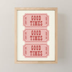 Good Times Retro Ticket, Pink Aesthetic Mini Art Print Gallery Image 1