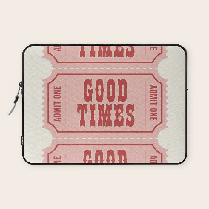 Good Times Retro Ticket, Pink Aesthetic Laptop Sleeve Gallery Image 1