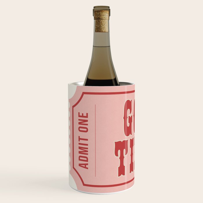 Good Times Retro Ticket, Pink Aesthetic Wine Chiller Gallery Image 2