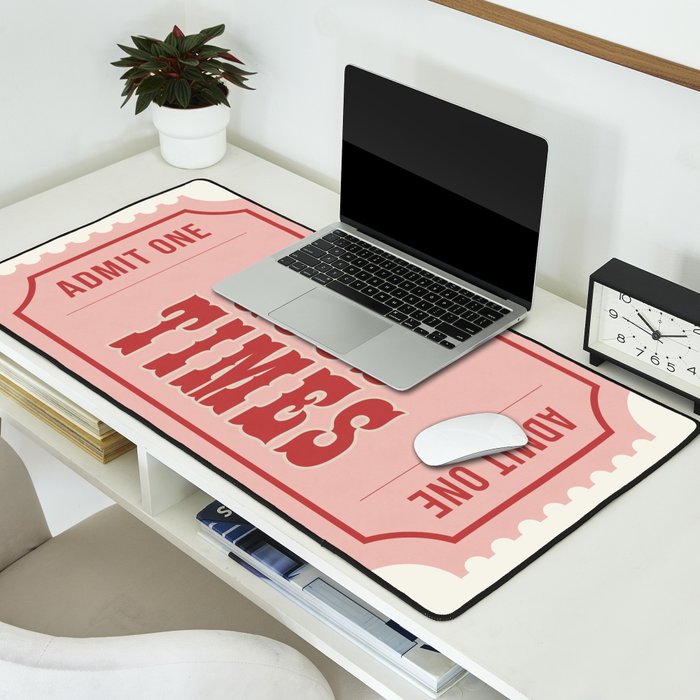 Good Times Retro Ticket, Pink Aesthetic Desk Mat Gallery Image 2