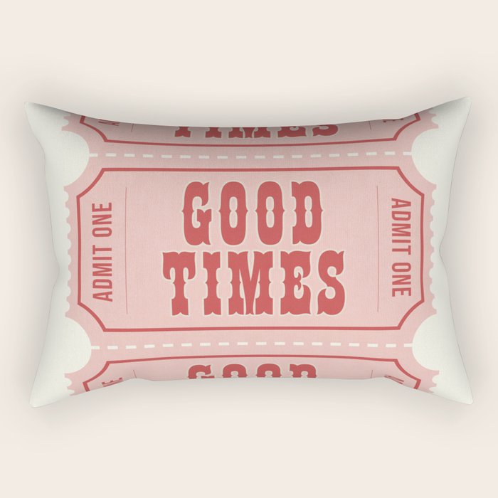Good Times Retro Ticket, Pink Aesthetic Rectangular Pillow Gallery Image 2