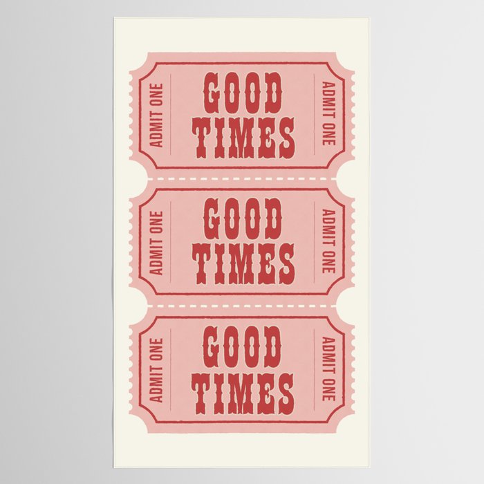 Good Times Retro Ticket, Pink Aesthetic Tablecloth Gallery Image 2