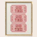 Good Times Retro Ticket, Pink Aesthetic Serving Tray Gallery Image 1