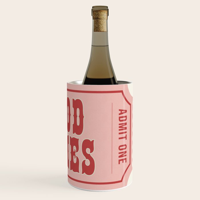Good Times Retro Ticket, Pink Aesthetic Wine Chiller Gallery Image 3