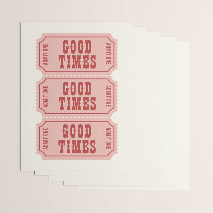 Good Times Retro Ticket, Pink Aesthetic Wrapping Paper Gallery Image 3