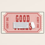Good Times Retro Ticket, Pink Aesthetic Desk Mat Gallery Image 1