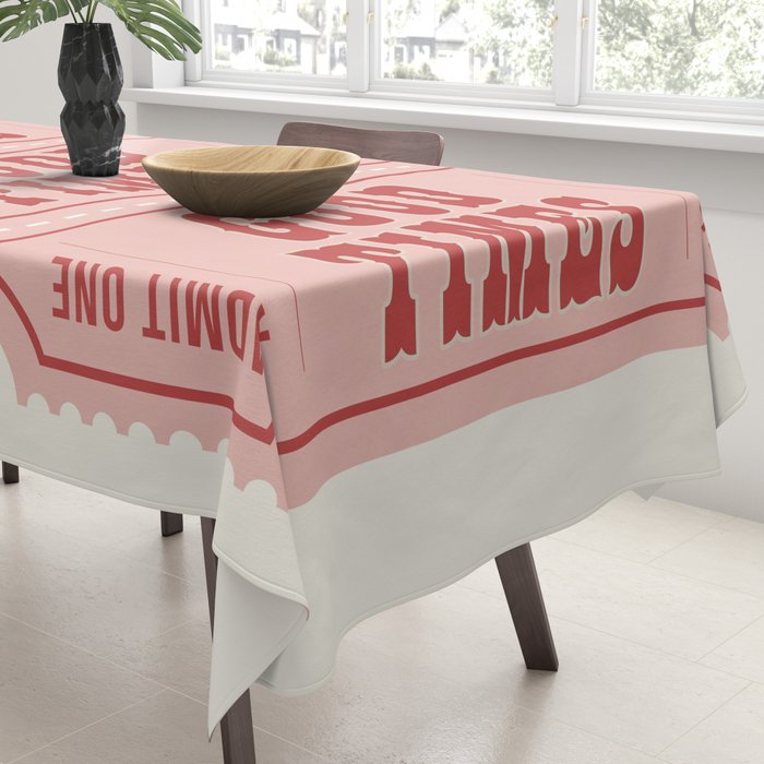 Good Times Retro Ticket, Pink Aesthetic Tablecloth Gallery Image 3