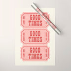 Good Times Retro Ticket, Pink Aesthetic Wrapping Paper Gallery Image 1