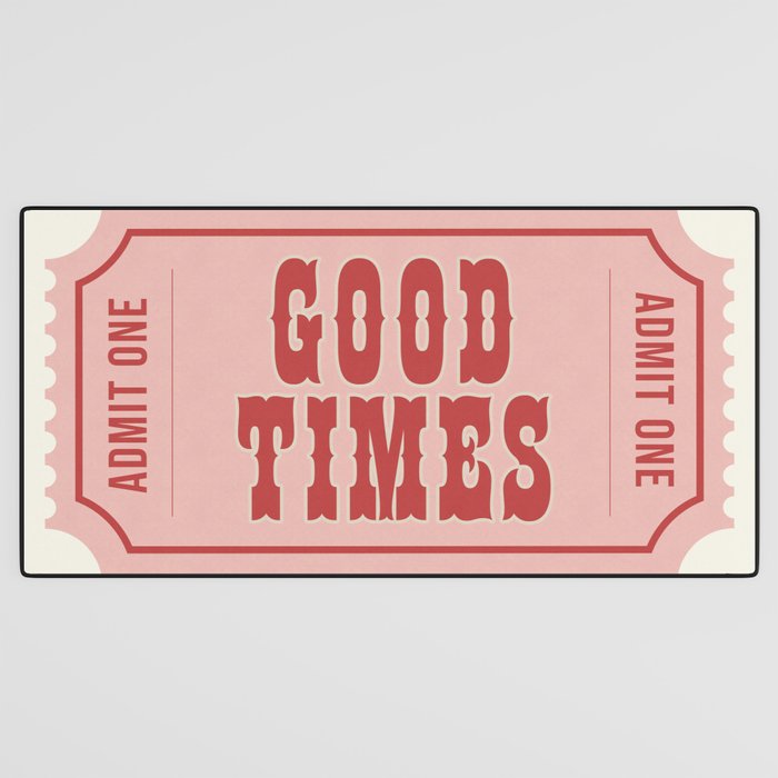 Good Times Retro Ticket, Pink Aesthetic Desk Mat Gallery Image 3