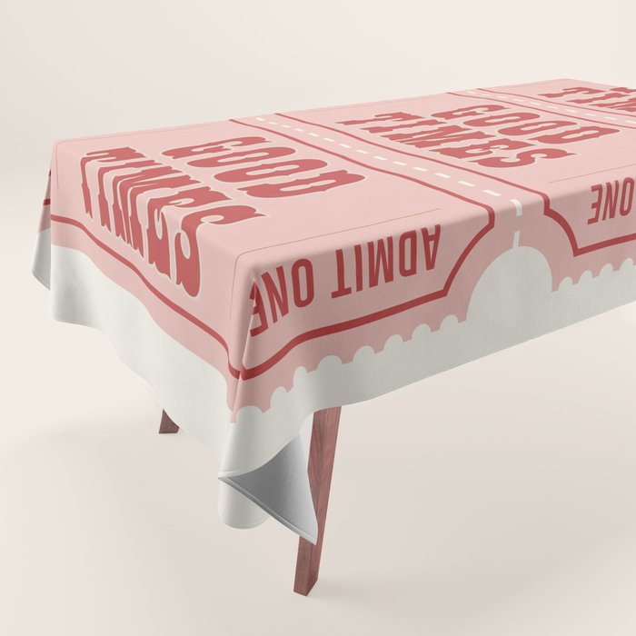 Good Times Retro Ticket, Pink Aesthetic Tablecloth Gallery Image 1