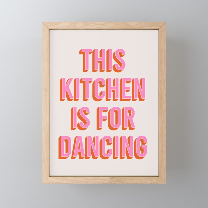 This Kitchen Is For Dancing (Pink & Orange) Mini Art Print Gallery Image 1