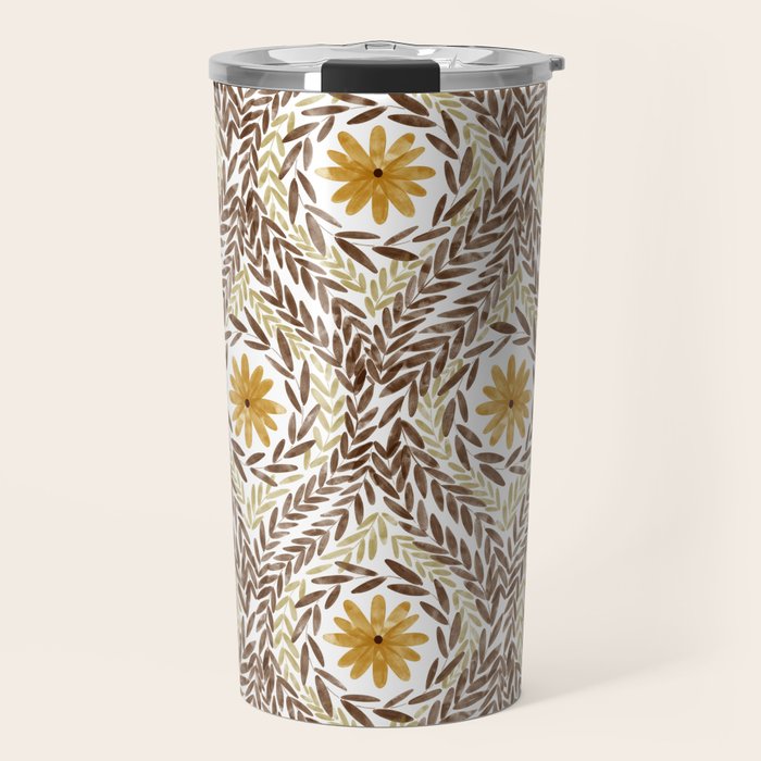 Golden Daisy Swirl Travel Mug Gallery Image 1