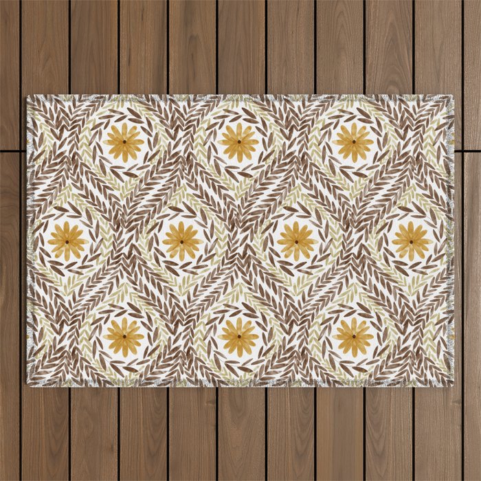 Golden Daisy Swirl Outdoor Rug Gallery Image 1