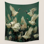 Japanese Poster Heron chinoiserie Print Bird Wall Art asian Japandi Wall Art sage green Painting Wall Tapestry Gallery Image 4