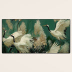 Japanese Poster Heron chinoiserie Print Bird Wall Art asian Japandi Wall Art sage green Painting Desk Mat Gallery Image 3