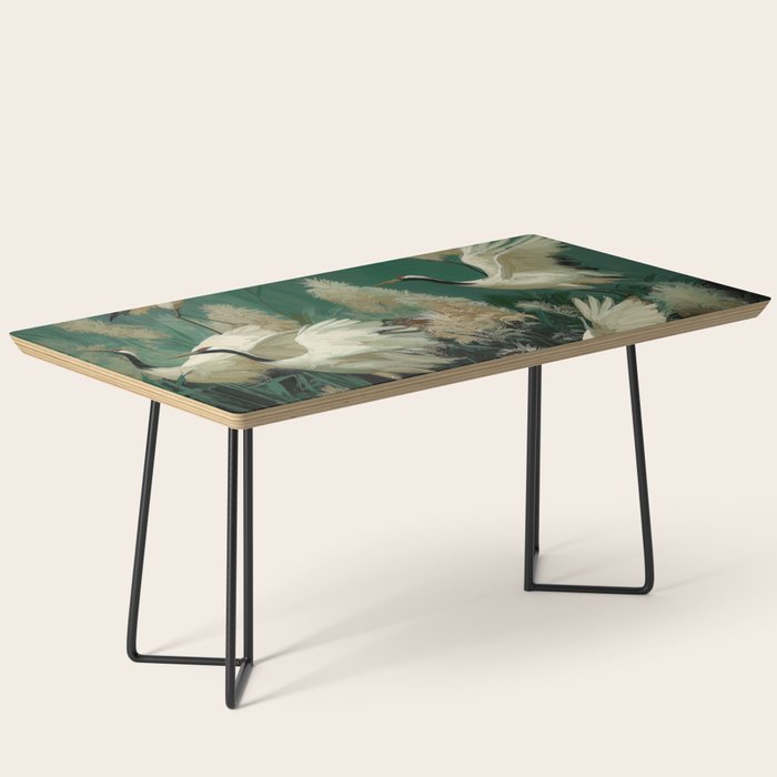 Japanese Poster Heron chinoiserie Print Bird Wall Art asian Japandi Wall Art sage green Painting Coffee Table Gallery Image 1