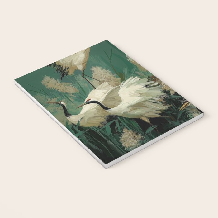 Japanese Poster Heron chinoiserie Print Bird Wall Art asian Japandi Wall Art sage green Painting Notebook Gallery Image 3