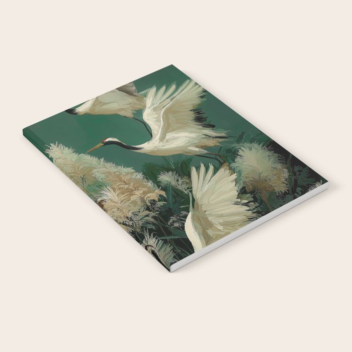 Japanese Poster Heron chinoiserie Print Bird Wall Art asian Japandi Wall Art sage green Painting Notebook Gallery Image 2