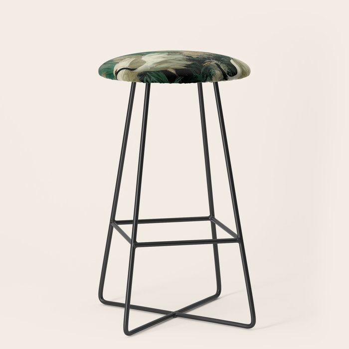Japanese Poster Heron chinoiserie Print Bird Wall Art asian Japandi Wall Art sage green Painting Stool Gallery Image 1