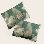 Japanese Poster Heron chinoiserie Print Bird Wall Art asian Japandi Wall Art sage green Painting Pillow Sham Gallery Image 3